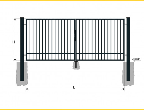 Gate BD SPECIAL 1200x3000 / TYČ / ZN+PVC7016