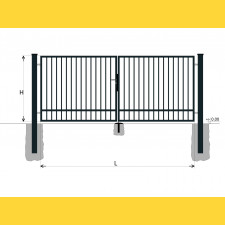 Gate BD SPECIAL 1400x3750 / TYČ / ZN+PVC7016